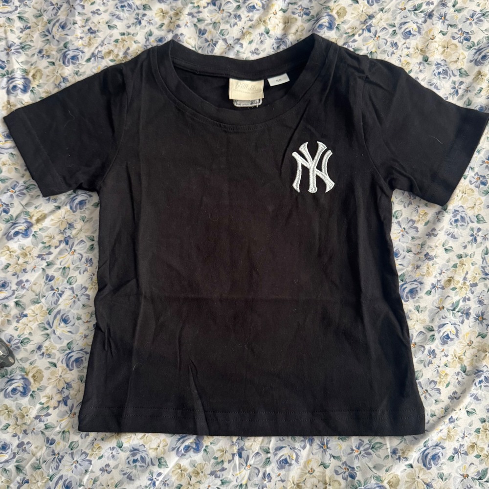 MLB New York Yankees Toddler Black Bandana Graphic T-Shirt Size 90 NY Logo Tee